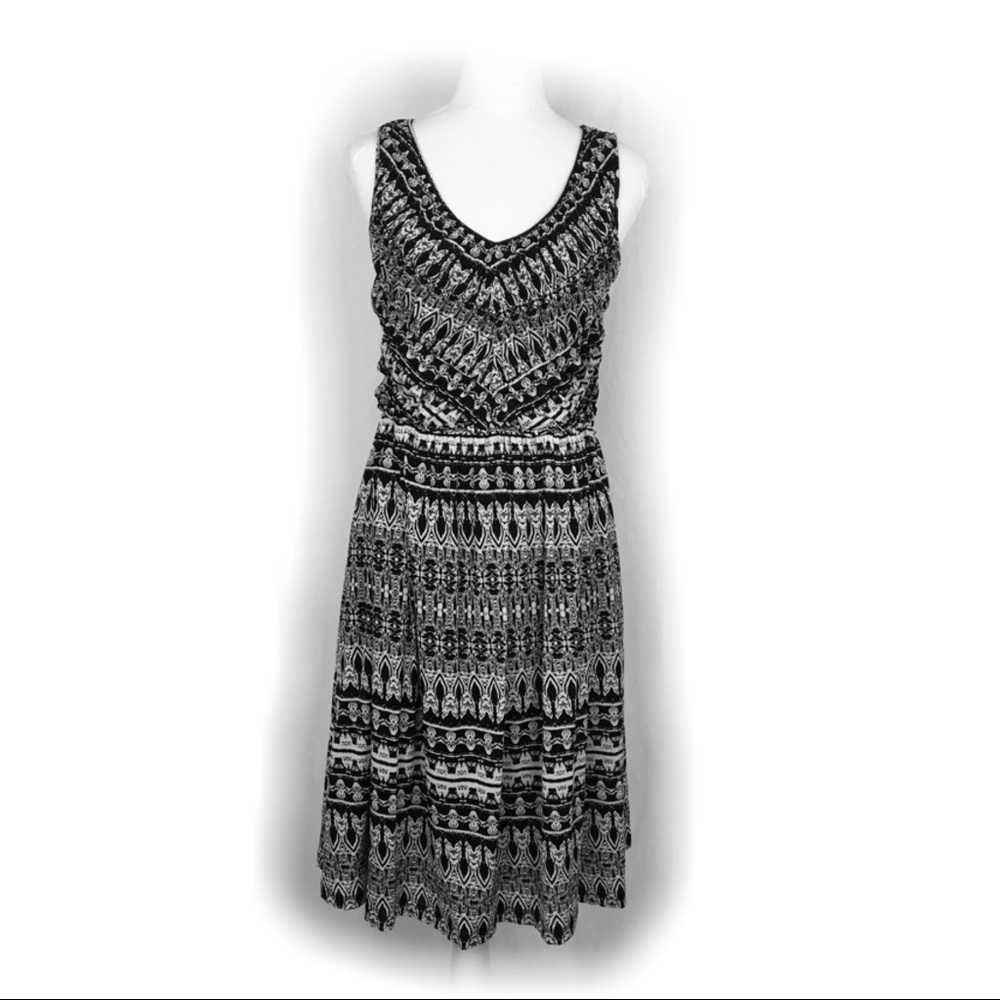 Style & Co Black & White Print A-Line Dress